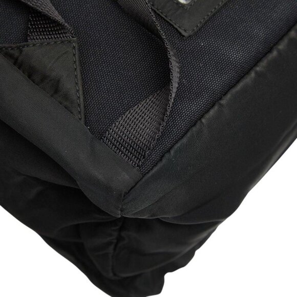 Prada Triangle Logo Plate Mini Rucksack Backpack Black Nylon